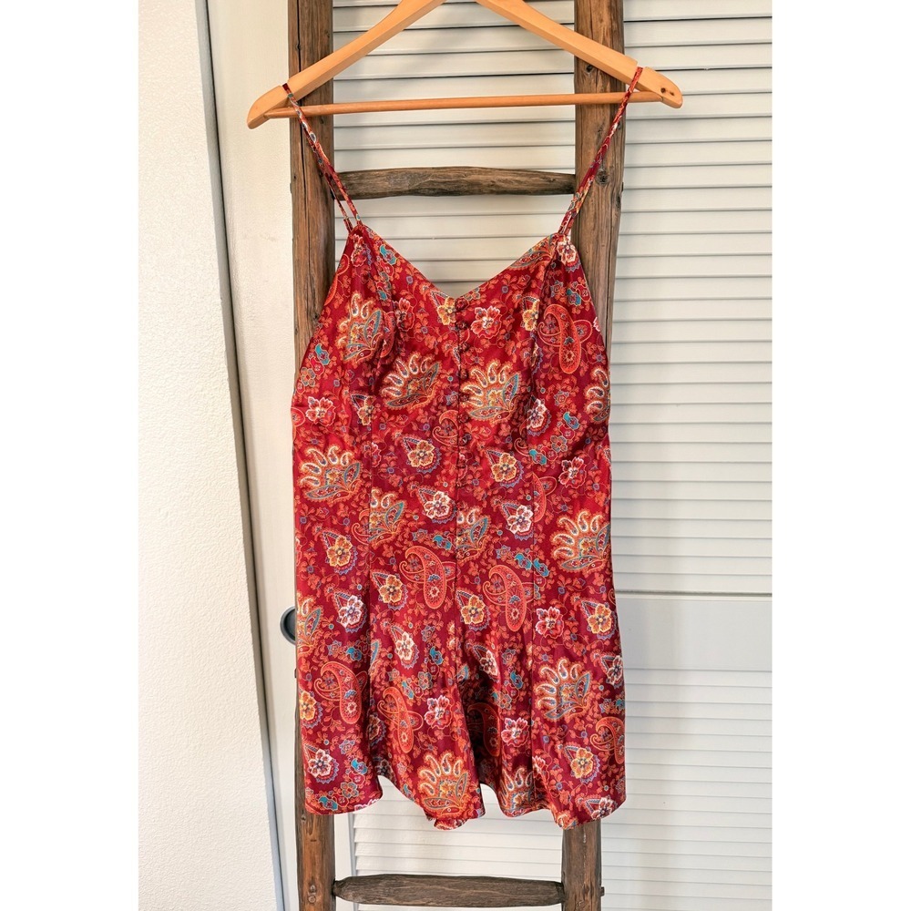 Cacique Lingerine Paisley Print Romper Casual Summer Bohemian Vintage